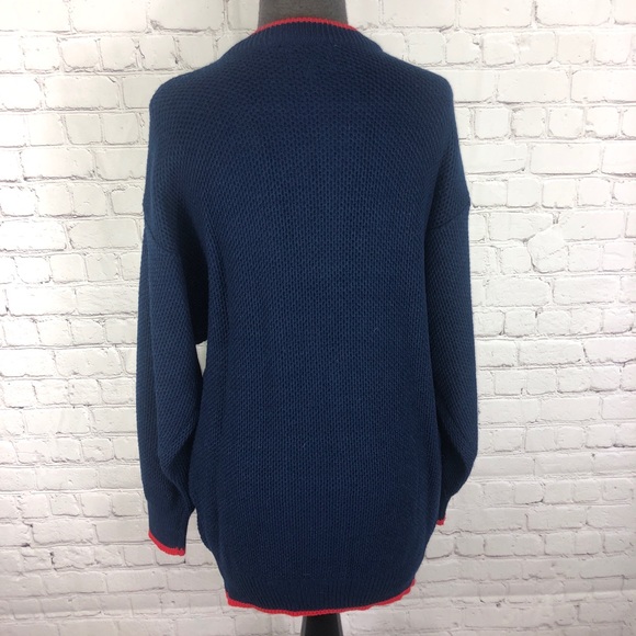 Vintage Cardigan Pacific Coast Highway Blue Red M - Picture 3 of 4